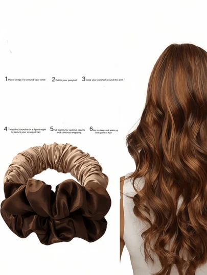 1 chiếc dây buộc tóc uốn xoăn không cần nhiệt, màu nâu satin, có thể đeo khi ngủ, mềm mại và thoải mái, dụng cụ uốn tóc kiểu thả lỏng. Tạo kiểu tóc xoăn dài và búi tóc mà không cần dùng nhiệt. Đa năng thời trang, phù hợp cho hoạt động ngoài trời và thể thao. Một món quà lý tưởng cho các bà mẹ. Phụ kiện tóc bằng satin bền chắc.