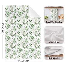 Bộ 2 khăn lau bếp họa tiết lá xanh và chữ tối giản, kích thước 40*60cm, chất liệu microfiber mềm mại, thích hợp cho nấu nướng, nướng bánh, lau dọn, gia đình, nhà hàng, cắm trại, dùng trên bàn ăn, rửa chén, làm quà tặng ngày lễ. - Nhiều màu - Xem 2