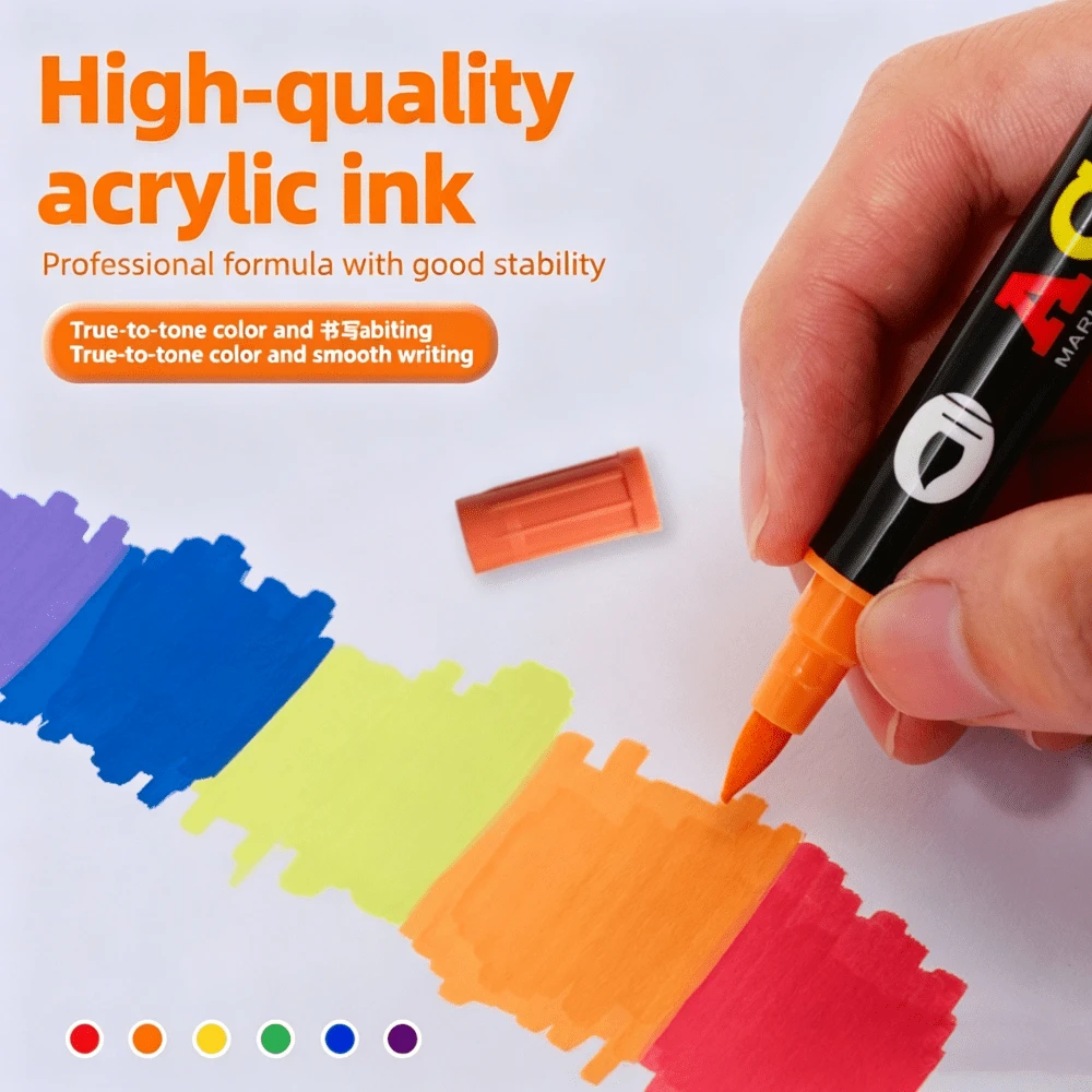 24/48/72 Colors Dual-Tip Acrylic Paint Pens, Waterproof Colored Markers Suitable For Student Art, Journaling, Highlighting, Stationery, Back To School, Office And Graduation Party - Sets - View 1