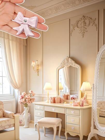 1 tay nắm ngăn kéo hình nơ màu hồng, tay nắm tủ hình nơ dễ thương, tay nắm trang trí kiểu retro, thích hợp cho phòng trẻ em, phòng bé gái, bàn trang điểm, phòng ngủ, bàn làm việc tại nhà, tủ quần áo.