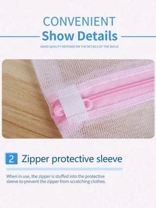 3 piezas Bolsas de malla rosa para lavadora para ropa delicada, calcetines, ropa interior, sujetadores, prendas íntimas, telas finas, bolsas organizadoras de lavandería protectoras, soluciones de almacenamiento esenciales para el hogar, herramientas prácticas de cuidado del hogar para protección de la lavadora - Rosa - Ver 9