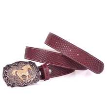 Unisex Country Belt Large Buckle Riding Cowboy Cowgirl Handmade Leather - Màu Tím - Xem 6