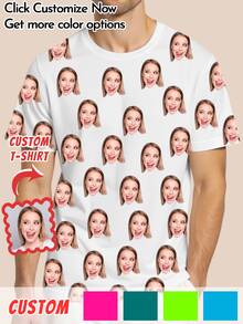 Individuell gestaltbares Herren Kurzarm T-Shirt, Sommer Lässig Rundhals T-Shirt, personalisiertes Herren T-Shirt, Voll-Muster T-Shirt, geeignet als Geschenk für Freund, Ehemann, Vater und Freunde, einzigartiges Geburtstags-, Jahrestags-Geschenk - Weiss - Übersicht 1