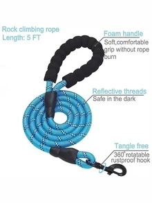 Reflective Nylon Pet Leash, Universal For Cats & Dogs, Foam Handle, Comfortable & Secure, Suitable For Walking, Traveling, Hiking - Multicolor - View 4