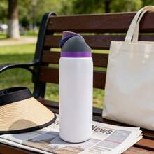 O-Wa-La Pink, White And Light Purple Water Bottle 32oz, 945ML, With Straw, Heat Preservation Time More Than 24 Hours, Cold And Hot Water Can Be Insulated, Can Make Coffee, Frozen Drinks, Exquisite Workmanship, Suitable For Camping, Work, Indoor And Outdoor Use. - 淡紫色 - 查看 3