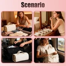 1pc Women's Large Capacity Expandable Makeup Bag Jewelry Organizer 4-In-1 Waterproof Cosmetic Bag With Detachable Inner Pouch, Suitable For Female Travel - View 6