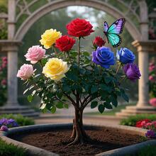 Roses, Colorful Rose Tree, Natural Color Palette With Vibrant Branches, Used For Growing Rare Perennial Flowers, Indoor/Outdoor Garden, Perennial Outdoor Flower, Perennial Ground Cover, Creeping Lawn, Outdoor Area. - 100 - Xem 3