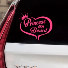 1张粉色“车内有宝宝”和“爸爸的小公主”安全警示贴纸，可爱皇冠和冲浪剪影图案，可贴于汽车保险杠/车窗/挡风玻璃，提醒车内有乘客，新手司机礼物 - A - 查看 8