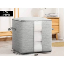 1个大容量可折叠灰色布艺收纳袋，适用于搬家、露营、衣柜整理、存放衣物、玩具、换季物品、卧室、衣橱、床底、客厅、学习用品等。 - 灰色 - 查看 16