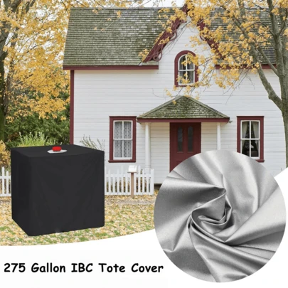 MUTAO 1pc IBC Tote Cover, 275 Gallon Protective Cover With Cutout For 1000L Garden Water Tank, Durable Polyester Sunshade For Outdoor Use, Fits 55 Gallon Industrial Barrel Lid, Outdoor Rain Barrel Cover