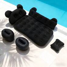 PDZZZD Stylish Cute Cartoon Bear Inflatable Car Mattress, Skin-Friendly & Foldable Portable Car Accessory, Perfect For Outdoor Camping, Beach Trips & Self-Driving Travel, Fits Car Rear Seats & Trunk - Black - View 6