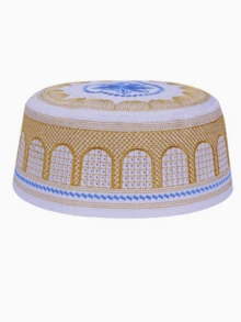 1顶绣有回族图案的帽子，电脑刺绣帽，白色数字帽，男士帽子 - 民族帽 - 查看 3