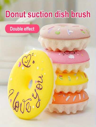 Disksvampar för munkar med 1 sugkopp, disksvampar, grytsvampar, multifunktionella köksrengöringssvampar, rengöringsmedel, rengöringsverktyg – lämpliga för handfat, bänkskivor, spishällar samt kastruller och tallrikar