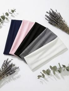 1pcs/5pcs Bohemian Style Non-Slip Headbands For Women, Suitable For Yoga, Running, Workout And Face Washing, Soft Comfortable Sweat-Absorbent Elastic Headbands, Solid Color Casual Headbands, Suitable For All Seasons, Women & Girls Hair Accessories - 1pcs - 查看 4