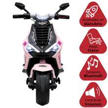 Joykoo Motocicleta Eléctrica Montable para Niños Luces LED Bluetooth Llantas de Equilibrio Batería 12V Diseño Sport - Rosa - Ver 3