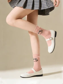 1双春夏新款可爱卡通趣味小猪图案舒适中筒袜 - 彩色 - 查看 6