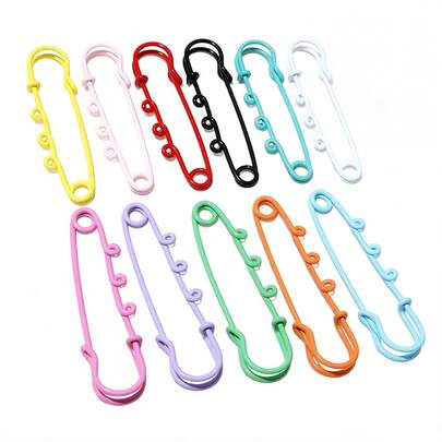 5个61x17毫米安全别针胸针金属缝纫别针衣夹，带3个环，可用于标签DIY工艺品珠宝制作配件