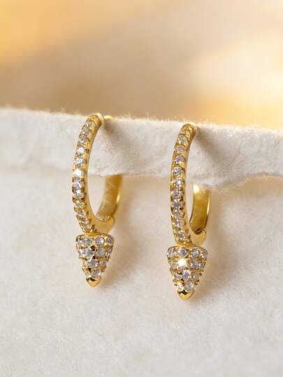1 Pair S925 Sterling Silver Earrings With Synthetic Zirconia, Minimalist Double Hoop Design, Elegant & Suitable For Daily Wear, Quality Jewelry For Women