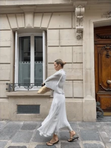 Falda de gasa de lunares elegante y minimalista para mujer en verano, 1 pieza, estilo bohemio vintage casual para vacaciones, tela de gasa suave, ligera y cómoda con diseño de doble capa y atmósfera suave, adecuada para vacaciones de verano, vacaciones en la playa, citas diarias, fiestas de boda, atuendos de trabajo, falda de verano - Blanco - Ver 4