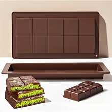 1pc Silicone Chocolate Bar Mold, 10 Compartments, Non-Stick Silicone Baking Mold, Suitable For Chocolate, Jelly, Candies And Energy Bars, Rectangular Kitchen Baking Tool - Multicolor - View 5