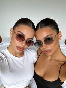 2 Pairs Summer Fashion Retro Polygonal Rhombus Metal Frame Unisex Glasses, Casual, Commute, Beach, Street Style Personalized Glasses - 2pcs Diamond - View 22