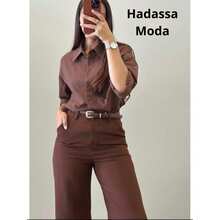 WOMEN'S ELEGANT PANTS FRONT POCKET Daily Night - Rust Brown - View 4