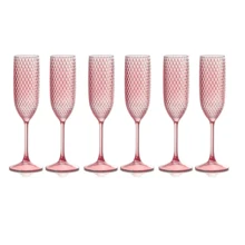 12/6/2/1 piezas Juego de copas de champán de plástico transparente con Gypsophila, copas de champán irrompibles, copas de vino de textura de diamante reutilizables de 5.5oz, adecuadas para bodas, Navidad, fiestas y otras reuniones grandes - Ver 19