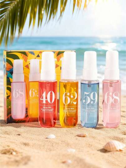 Set Of 1/4/5pcs Brazilian Collection Spray Mist With Gift Box, Limit Edition Aromatherapy Indoor, Outdoor Air Freshener Fragrance Multi-Layered Heightened State Of Bliss Spray With Long Lasting Natural Fresh Charming Essentials, Releasing Elegant Janeiro Vanilla Coconut Floral Fruity Citrus Wood Aquatic Ocean Sea Scent For Dating, Party, Gathering, Traveling, Holiday, Home, Hotel, Office