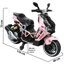 Joykoo Motocicleta Eléctrica Montable para Niños Luces LED Bluetooth Llantas de Equilibrio Batería 12V Diseño Sport - Rosa - Ver 5