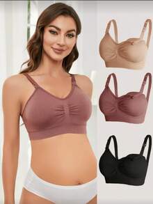 Women's Nursing Bra For Pregnant And Breastfeeding Women With Adjustable Straps, Seamless Material - Nhiều màu - Xem 1
