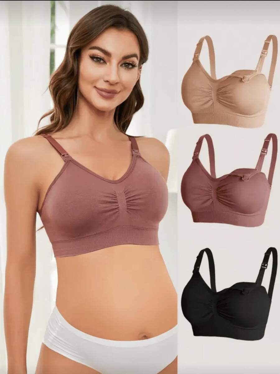 Women's Nursing Bra For Pregnant And Breastfeeding Women With Adjustable Straps, Seamless Material - Nhiều màu - Xem 1
