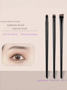 Bộ 3 cọ trang điểm: Cọ kẻ mắt dạng lưỡi, cọ kẻ lông mày vát, cọ kẻ mắt siêu mỏng, cọ tán phấn mắt. - màu đen - Xem 2