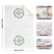 Bộ 2 khăn lau bếp họa tiết lá xanh và chữ tối giản, kích thước 40*60cm, chất liệu microfiber mềm mại, thích hợp cho nấu nướng, nướng bánh, lau dọn, gia đình, nhà hàng, cắm trại, dùng trên bàn ăn, rửa chén, làm quà tặng ngày lễ. - Nhiều màu - Xem 3