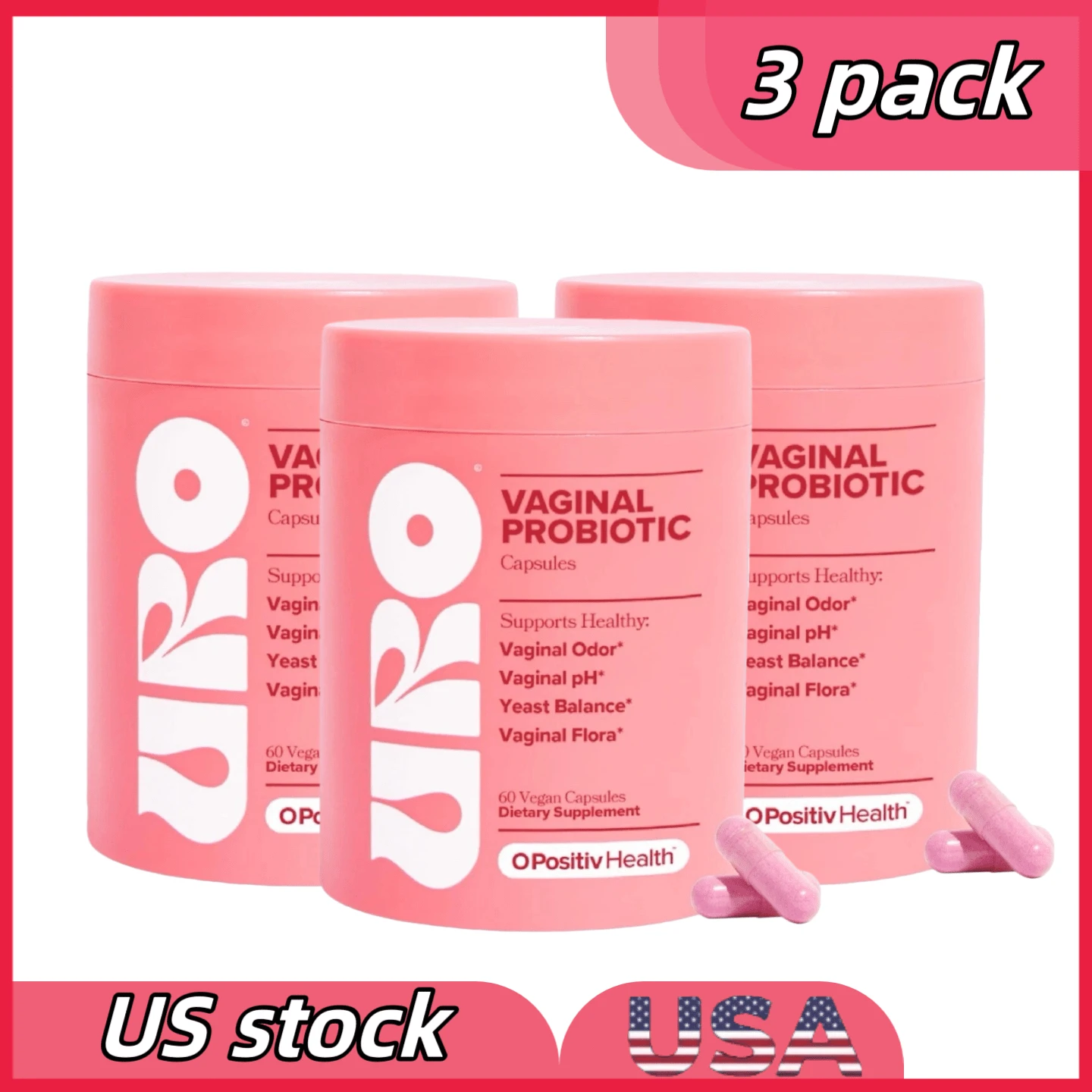 URO Vaginal Probiotics For Women PH Balance With Prebiotics & Lactobacillus - Pack - View 1