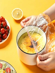 200PCS Colorful Disposable Elastic Bowl Covers, Stretch Food Lids, Dust-Proof And Fresh-Keeping, Great Alternative To Plastic Wrap. Suitable For Bowls, Plates, Fruits, Bread Proofing, Picnics, Camping And Daily Kitchen Use - Multicolor - View 6