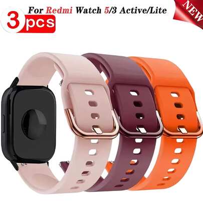 Bộ 3 dây đeo silicon thời trang 22mm nhiều màu sắc cho đồng hồ Redmi Watch 5 Active | Phụ kiện đồng hồ thông minh, bề mặt nhẵn mịn, tương thích với dây đeo Watch 5 Lite, dây đeo có thể điều chỉnh, phù hợp cho cuộc sống hàng ngày/người đam mê thể thao.