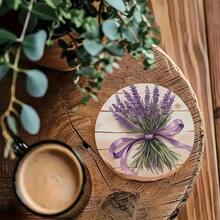 6pcs Romantic Lavender Coasters, Purple Floral Ribbon Non-Slip Cup Mats, Coffee Cup Heat Insulation Pads, Home Decor & Gift - Multicolor - View 7