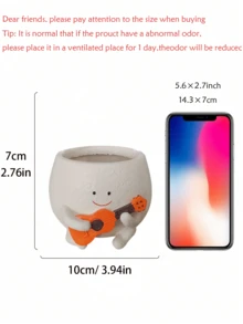 Cute Resin Smiling Face Succulent Plant Pot - Indoor Outdoor Greenhouse Shelf Desktop Decor Small Plant Pot Charming Home Garden Decor Pot - C - View 4