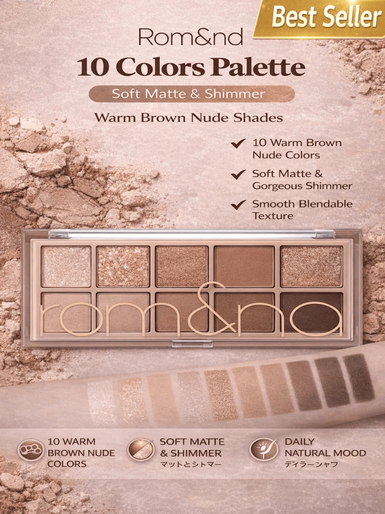 Rom&nd Better Than Palette 102g 02 Mahogany Garden | Eye Makeup Palette, Matte And Shimmer Eye Shadow, Sparkling Glittery, Various 10 Shades, Long Lasting, High Pigmented, Blendable - 02 紅木花園 - 查看 1