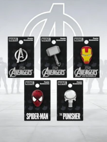 1PC Marvel Officially Licensed Avengers Enamel Pins Featuring Iron Man Spider Man Thor Punisher And Avengers Logo Vintage Metal Badge Designs Collectible Lapel Pins For Backpacks Jackets And Bags Ideal Gifts For Fans Friends And Family - Multicolor - View 2