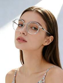 Kính thời trang unisex màu xanh dương, kiểu dáng đa giác, nhẹ, không cần độ, phù hợp cho chụp ảnh đường phố, du lịch, mặc hàng ngày và phối với các trang phục sành điệu. - Màu xanh nhạt - Xem 10