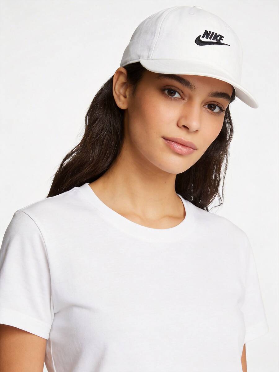 Nike 休闲棒球帽 CLUB CAP US CB FUT WSH,适合日常、户外、旅行、运动、防晒,FB5063-100 - 白/黑 - 查看 1