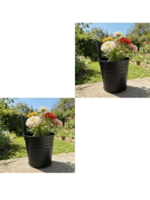 1/2/3/4pcs Set Large Hanging Flower Pot; Garden Flower Pot, Flower Pot, Durable Wrought Iron Wall-Mounted Flower Pot; Sturdy And Durable; Comes With Detachable Hooks; Suitable For Railings, Fences, Balconies, Patios, Gardens And Indoor Decoration, Hanging Fence Flower Pot, Flower Pot With Detachable Hooks - Hanging Flower Pots - View 16