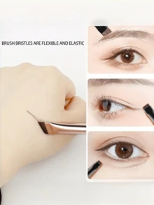 Bộ 3 cọ trang điểm: Cọ kẻ mắt dạng lưỡi, cọ kẻ lông mày vát, cọ kẻ mắt siêu mỏng, cọ tán phấn mắt. - màu đen - Xem 4