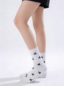 1/5 Đôi tất dài đến bắp chân, hàng mới về mùa xuân/hè, họa tiết in toàn thân dễ thương, viền ren. - Nhiều màu - Xem 8