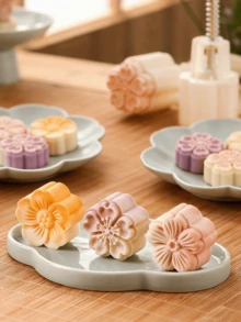 6件套花形烘焙模具套装，包含1个裱花袋和5个花形模具，蛋糕制作DIY烘焙工具，饼干模具，厨房烘焙配件，小型厨房工具，完美的烘焙用品 - 彩色 - 查看 5