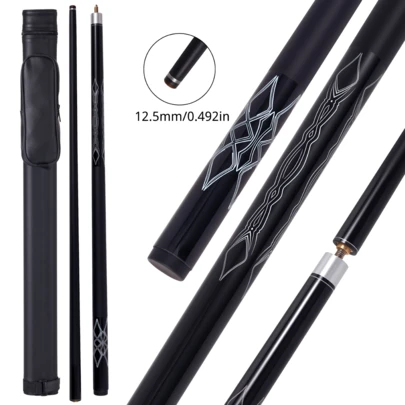 2 Pieces Pool Cue Set With Cue Case, 12.5mm Tip Billiard Cue Stick, Beginner-Friendly, Blue Flame Pattern