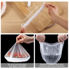 SOKANY 100pcs Disposable Food Preservation Lids, Food Wrap Film. Made Of PE Material, Strong And Durable. High Elasticity And Sealing Performance. Suitable For Fresh Preservation Of Leftover Food And Fruits In The Kitchen And Refrigerator, Applicable To Various Types Of Dishes. Sealed Preservation, Dust-Proof, Insect-Proof And Anti-Corrosion. Essential Kitchen Food Storage Supplies. - Other - View 5