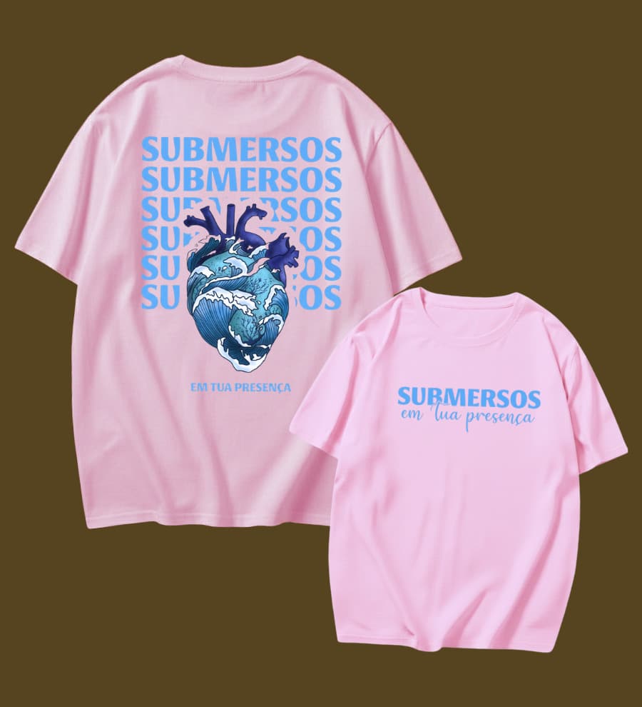 Camiseta Cristã Submersos Em Tua Presença Algodão Igreja Gospel Roupa Evangélica Católica Unissex Tumbler Estilosa Deus Jesus