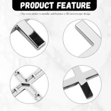 2pcs Sliver Metal Cross Badge Decal 2.5"X1.8" Alloy 3D Cross Auto Decal Self-Adhesive Optical Decal Badge For Trunk Rear Fender Side Fender - A - View 7